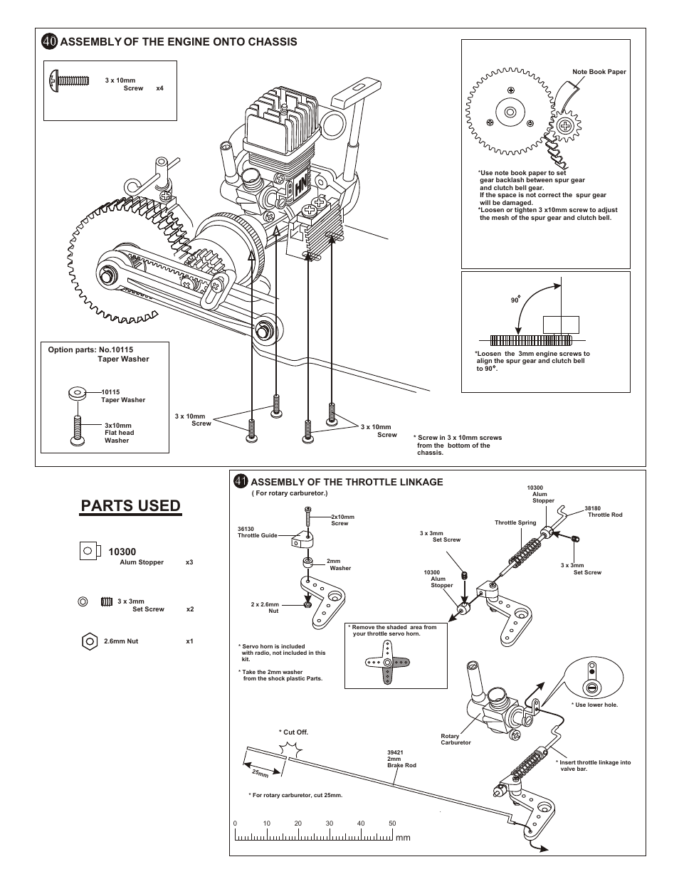 Parts used, Power plant module, Assembly of the onto chassis engine | OFNA Racing OB4 RTR User Manual | Page 27 / 43