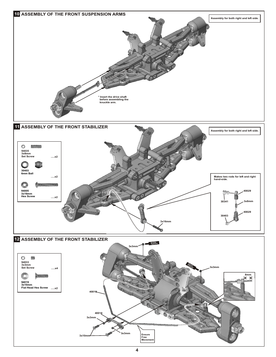 Assembly of the front stabilizer, Assembly of the front stabilizer 4 | OFNA Racing Picco Offroad User Manual | Page 10 / 31