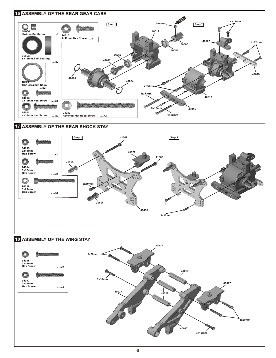 16 assembly of the rear gear case | OFNA Racing Picco Offroad User Manual | Page 12 / 31