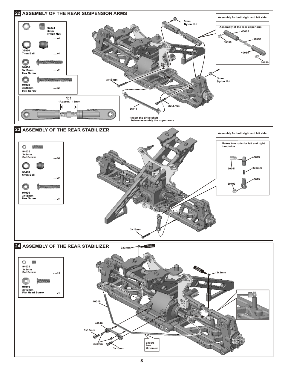 Assembly of the rear stabilizer | OFNA Racing Picco Offroad User Manual | Page 14 / 31