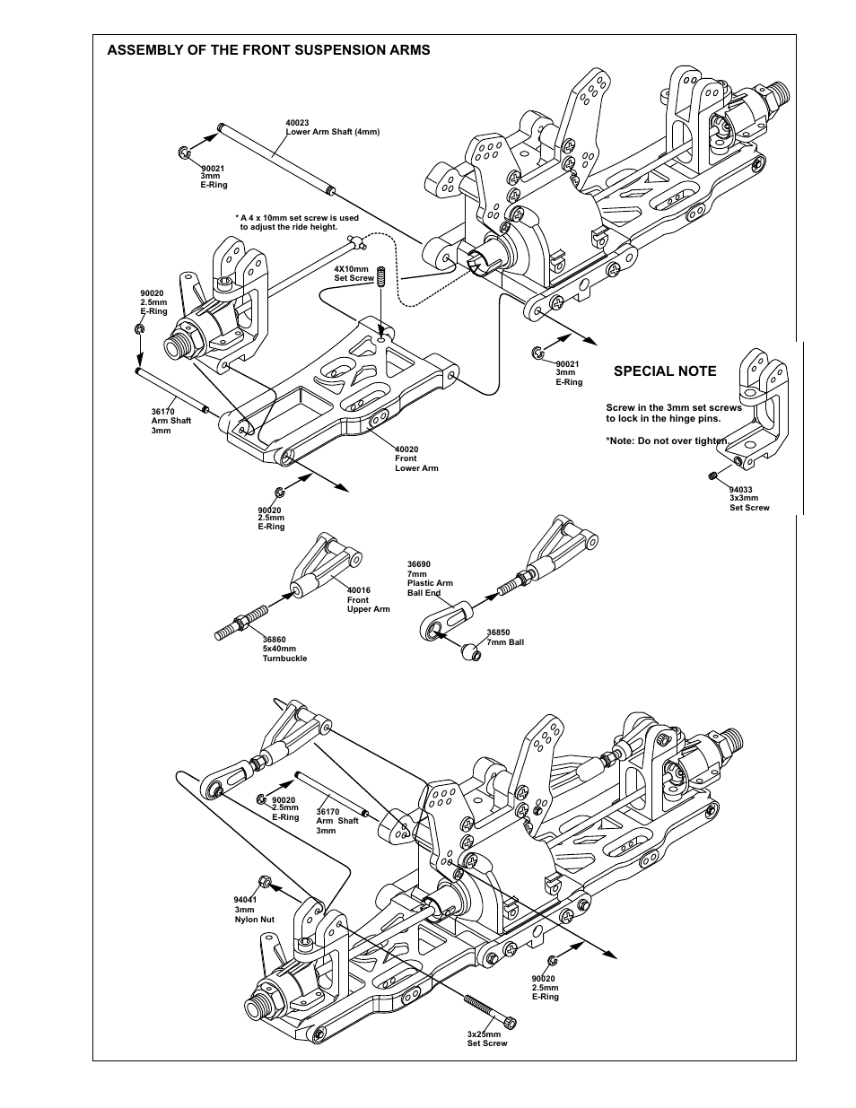 Assembly of the front suspension arms | OFNA Racing Ravager User Manual | Page 11 / 45