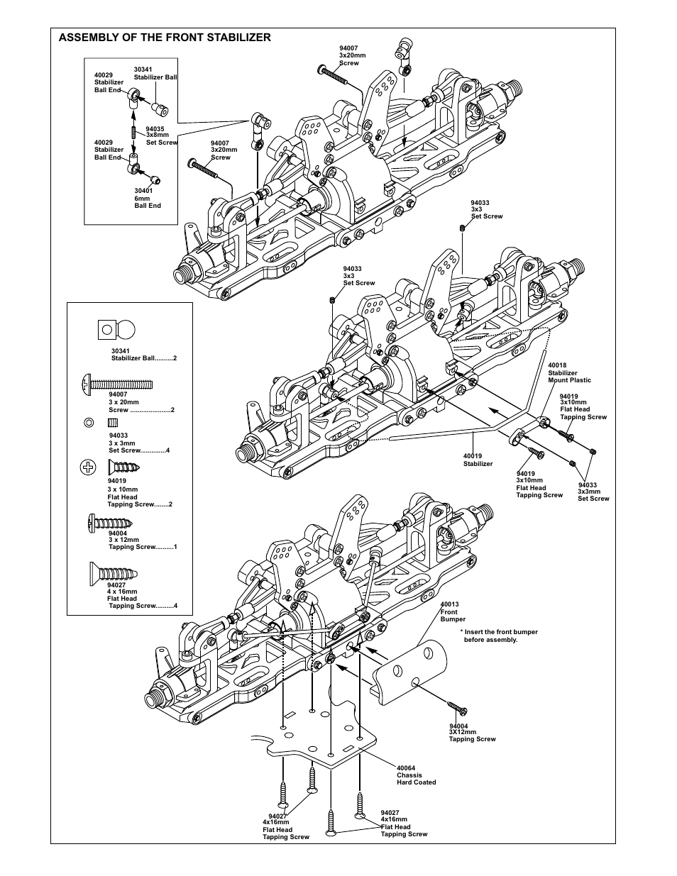 Assembly of the front stabilizer | OFNA Racing Ravager User Manual | Page 12 / 45