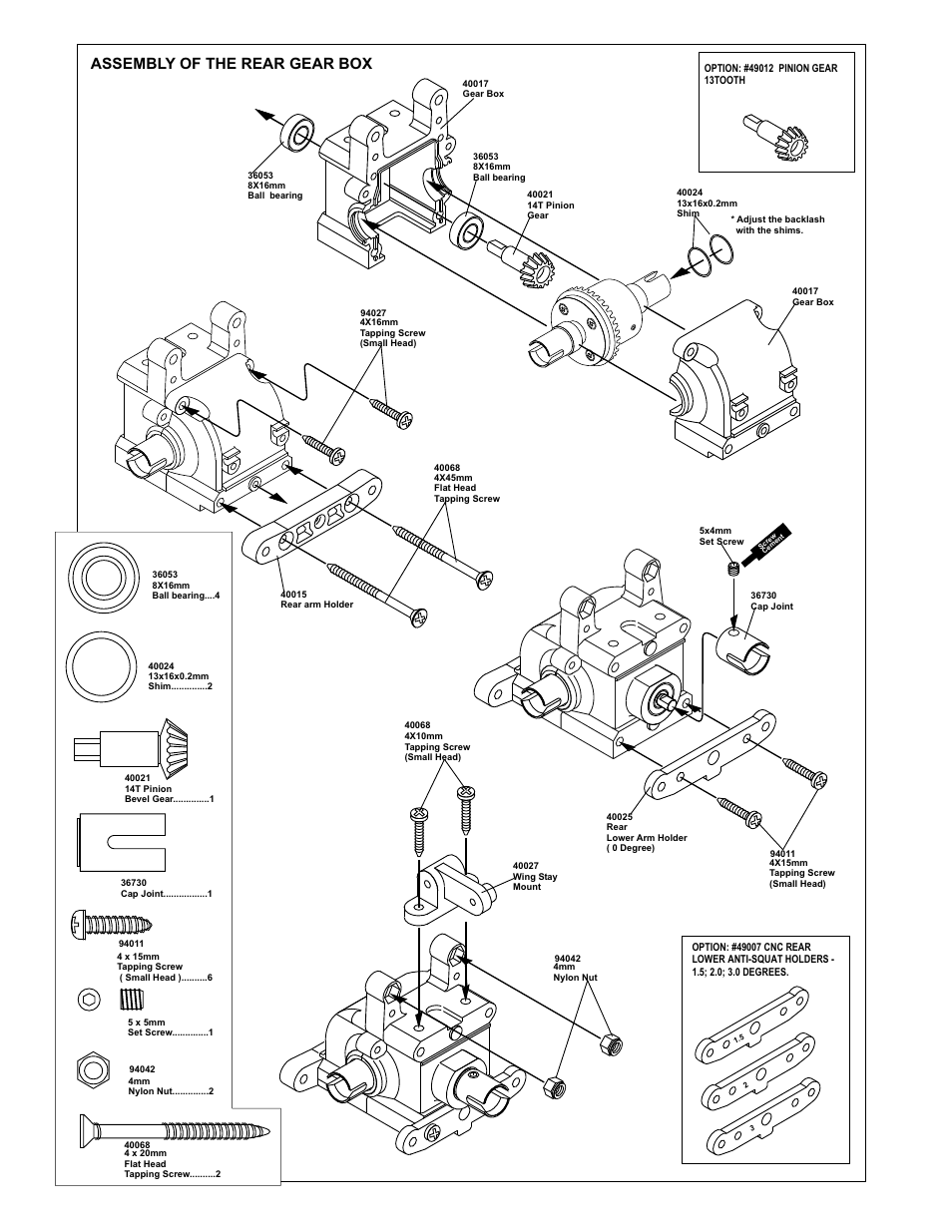 Assembly of the rear gear box | OFNA Racing Ravager User Manual | Page 13 / 45