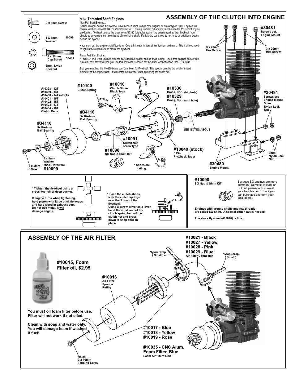 Assembly of the clutch into engine, Assembly of the air filter | OFNA Racing Ravager User Manual | Page 24 / 45