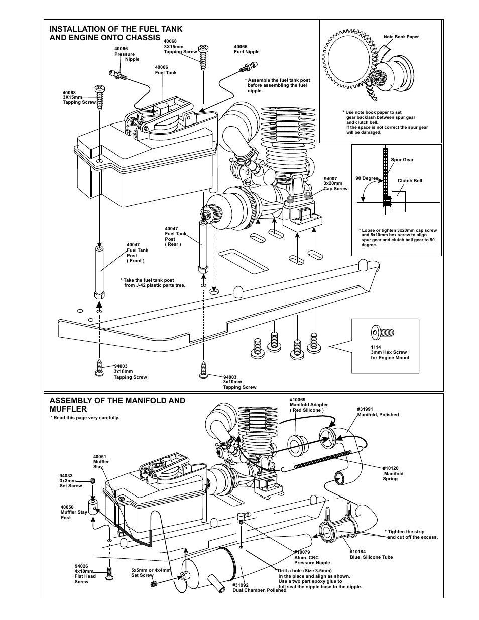 Assembly of the manifold and muffler | OFNA Racing Ravager User Manual | Page 25 / 45