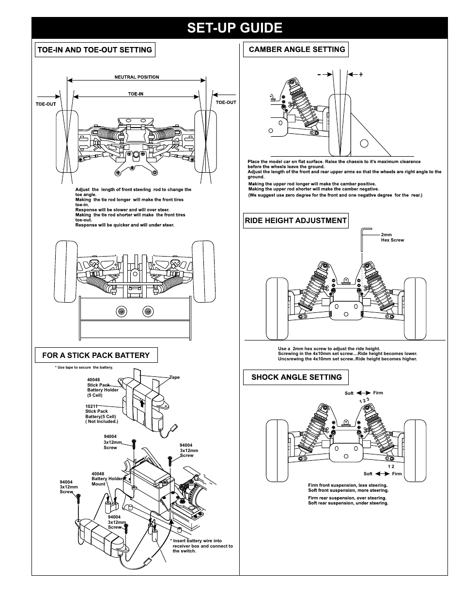 Set-up guide, Ride height adjustment, For a stick pack battery | OFNA Racing Ravager User Manual | Page 31 / 45