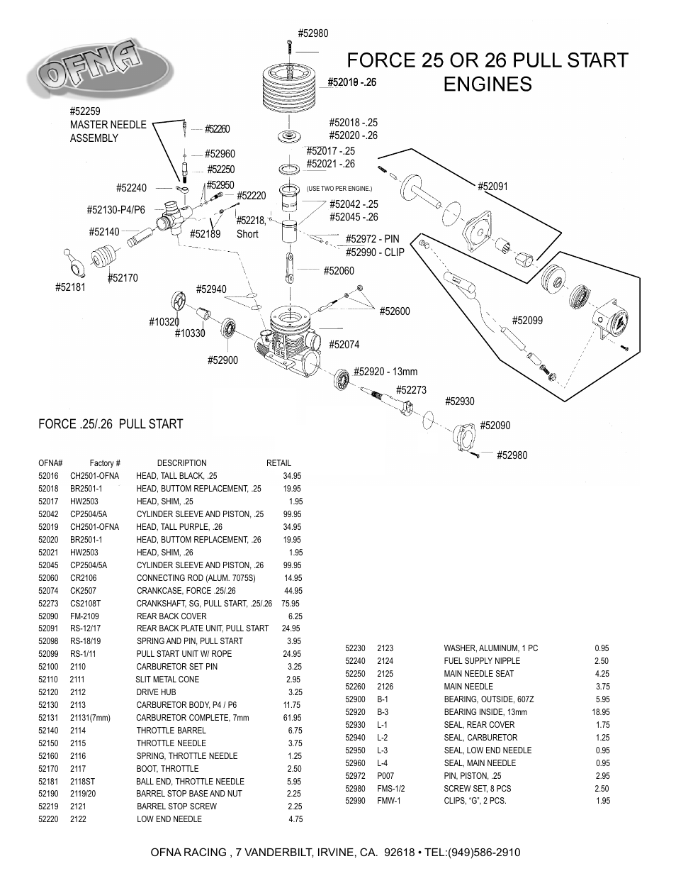 Force 25 or 26 pull start engines, Force .25/.26 pull start | OFNA Racing Ravager User Manual | Page 33 / 45