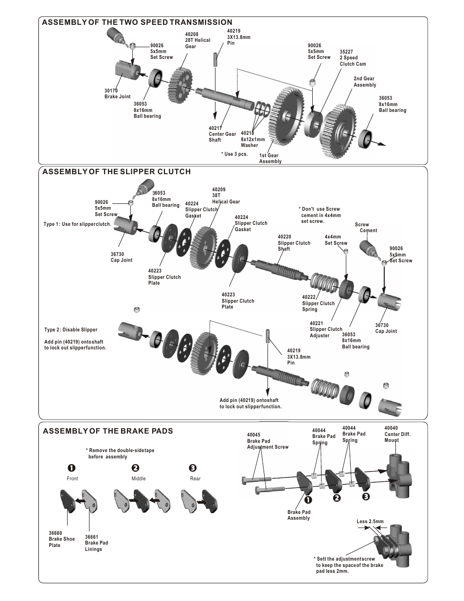 Assembly of the brake pads | OFNA Racing Titan Twin User Manual | Page 14 / 34