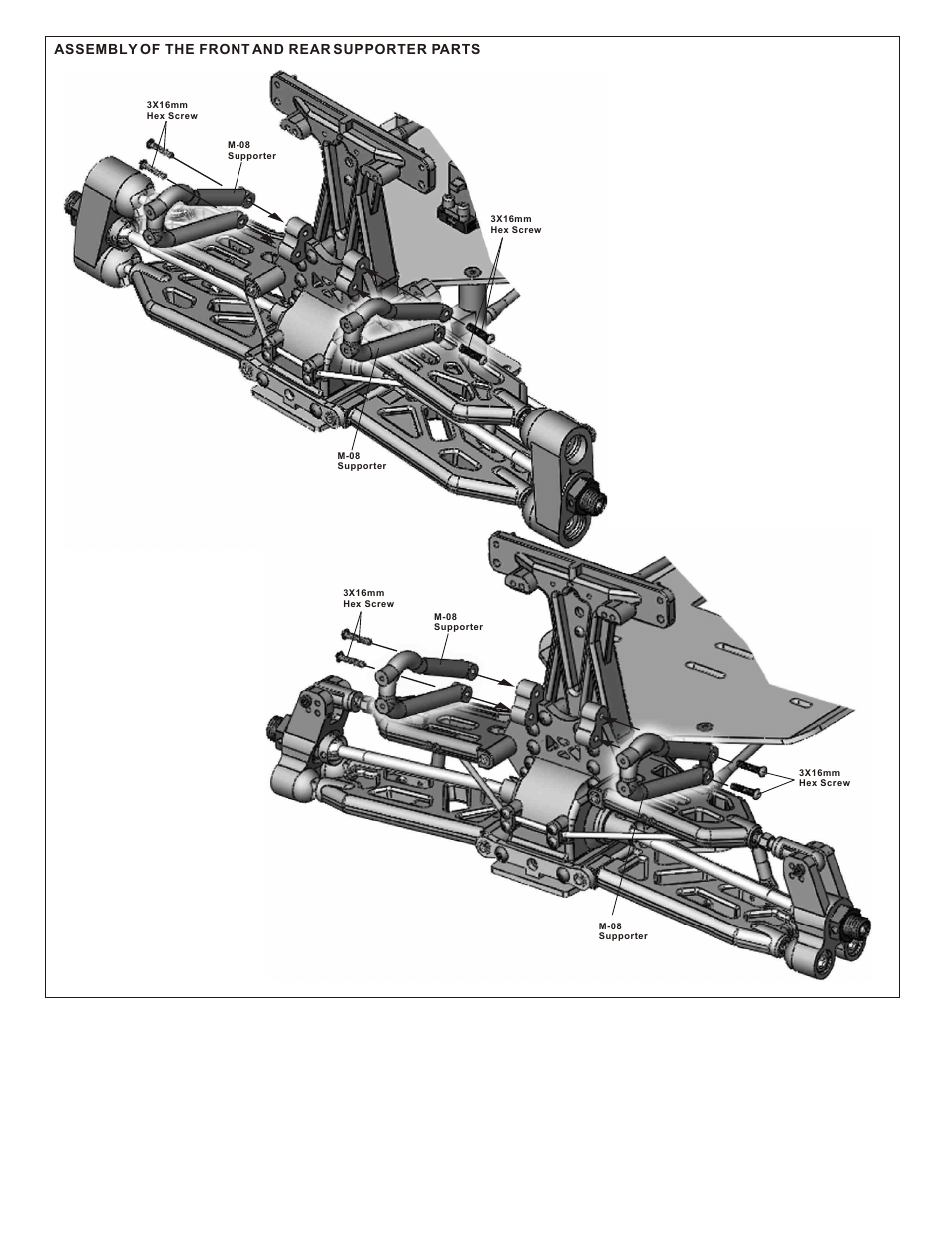 12 assembly of the front and rear supporter parts | OFNA Racing Titan Twin User Manual | Page 18 / 34