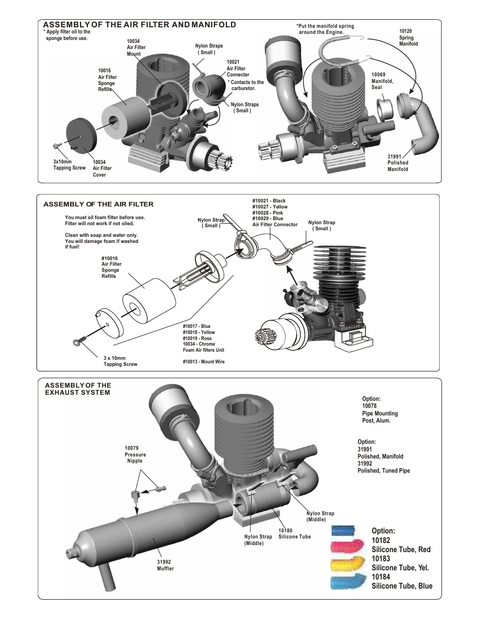 Assembly of the air filter and manifold | OFNA Racing Titan Twin User Manual | Page 28 / 34