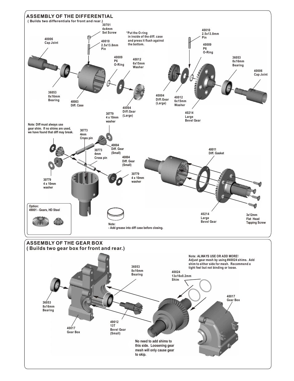 Assembly of the differential | OFNA Racing Titan Twin User Manual | Page 6 / 34