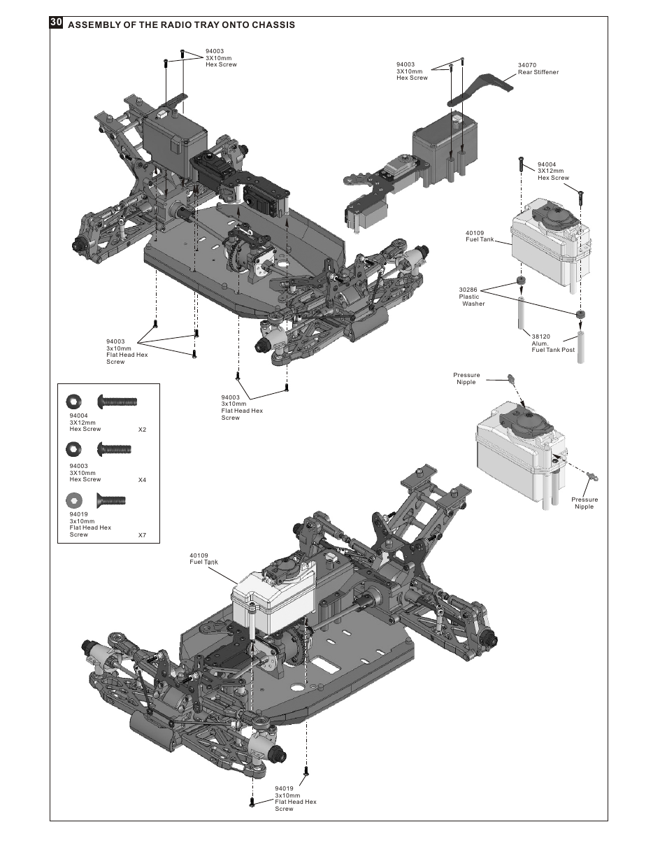 Assembly of the radio tray onto chassis | OFNA Racing Ultra Comp2 User Manual | Page 20 / 39