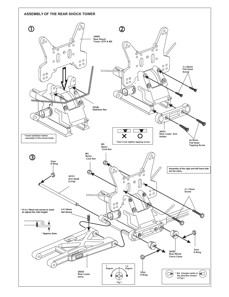 Assembly of the rear shock tower | OFNA Racing Ultra GTP MBX User Manual | Page 11 / 45