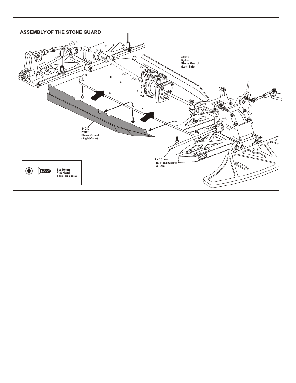 Assembly of the stone guard | OFNA Racing Ultra GTP MBX User Manual | Page 18 / 45