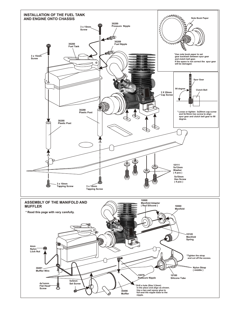 Assembly of the manifold and muffler | OFNA Racing Ultra GTP MBX User Manual | Page 20 / 45