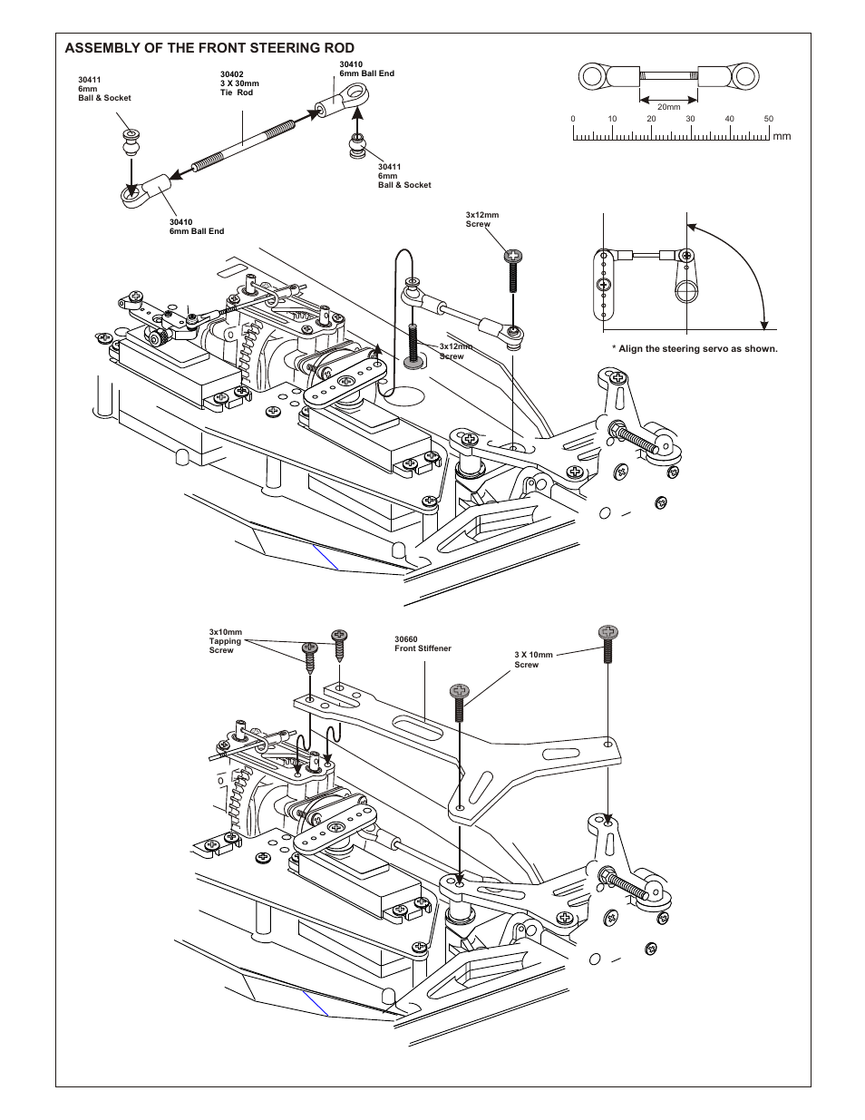 Assembly of the front steering rod | OFNA Racing Ultra GTP MBX User Manual | Page 25 / 45