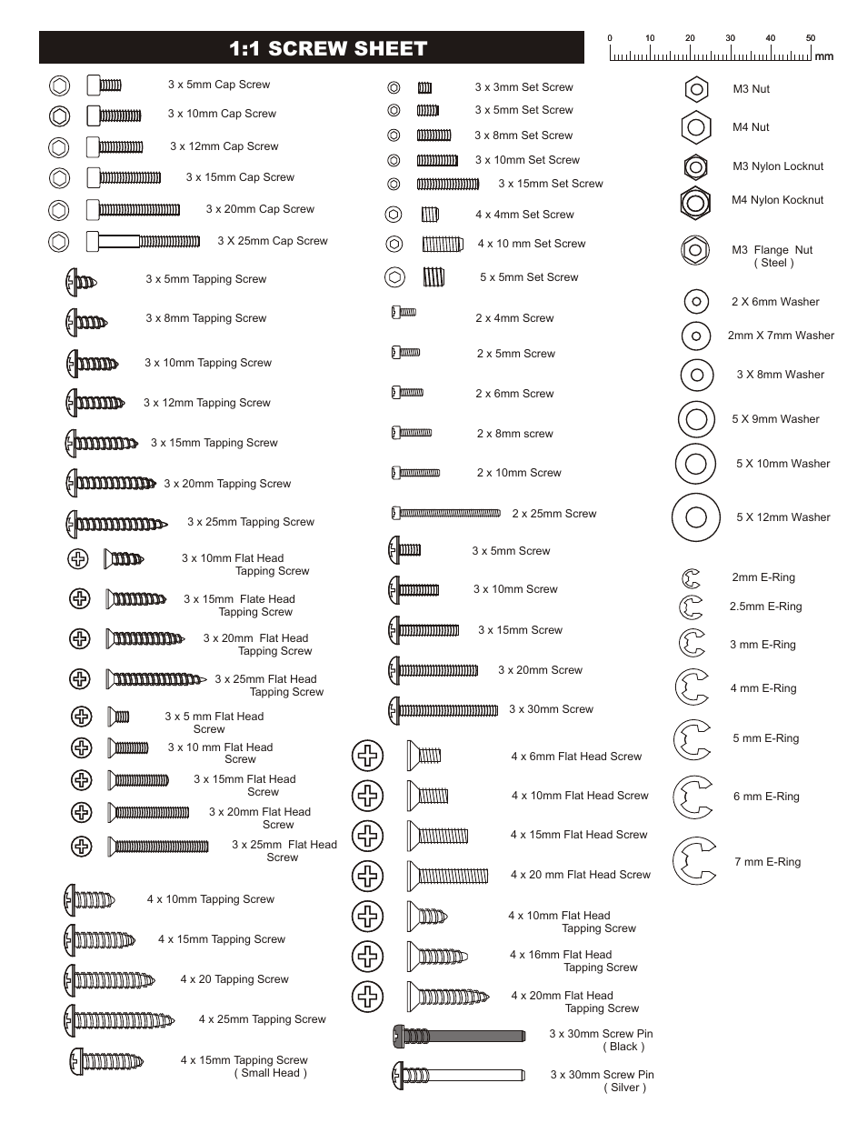 1 screw sheet | OFNA Racing Ultra GTP MBX User Manual | Page 34 / 45