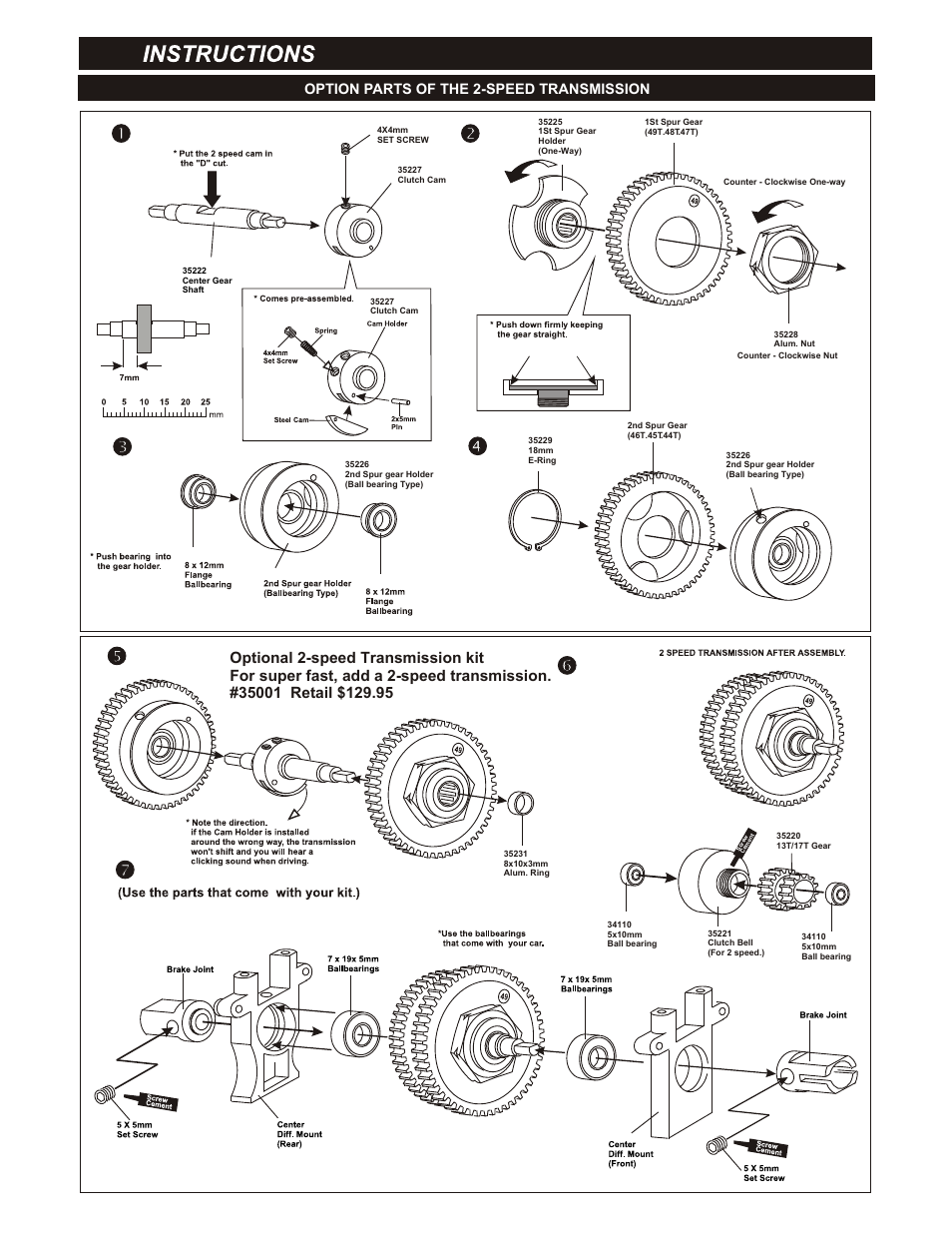 Option parts of the 2-speed transmission | OFNA Racing Ultra GTP MBX User Manual | Page 37 / 45