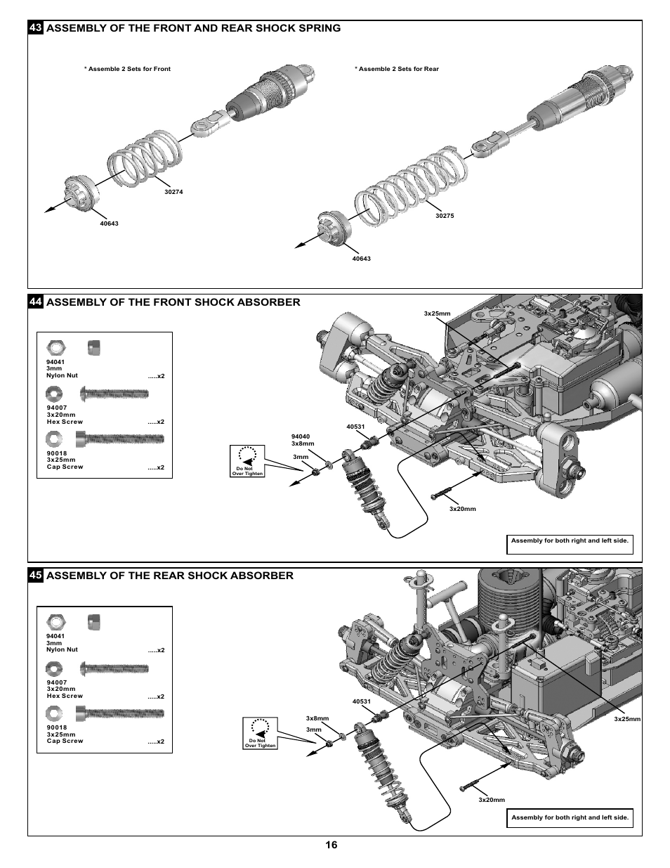 Assembly of the front and rear shock spring | OFNA Racing Ultra GTP2e User Manual | Page 19 / 25