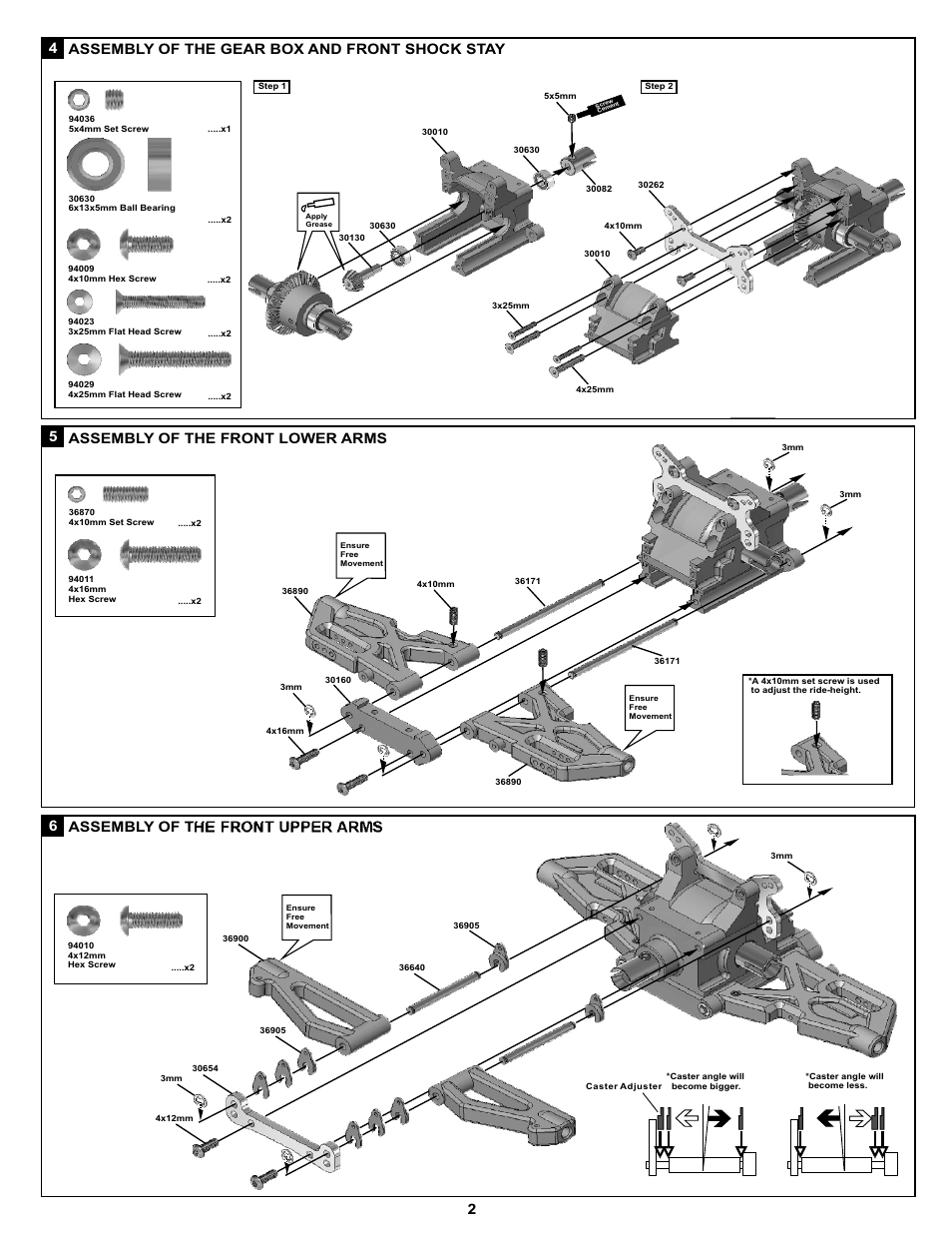 4assembly of the gear box and front shock stay | OFNA Racing Ultra GTP2e User Manual | Page 6 / 25