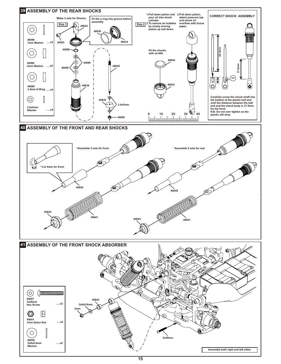 41 assembly of the front shock absorber | OFNA Racing Ultra LX 1e User Manual | Page 20 / 27