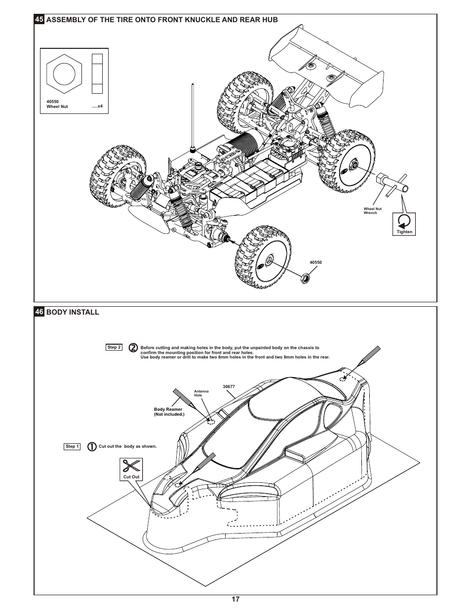 46 body install 17 | OFNA Racing Ultra LX 1e User Manual | Page 22 / 27