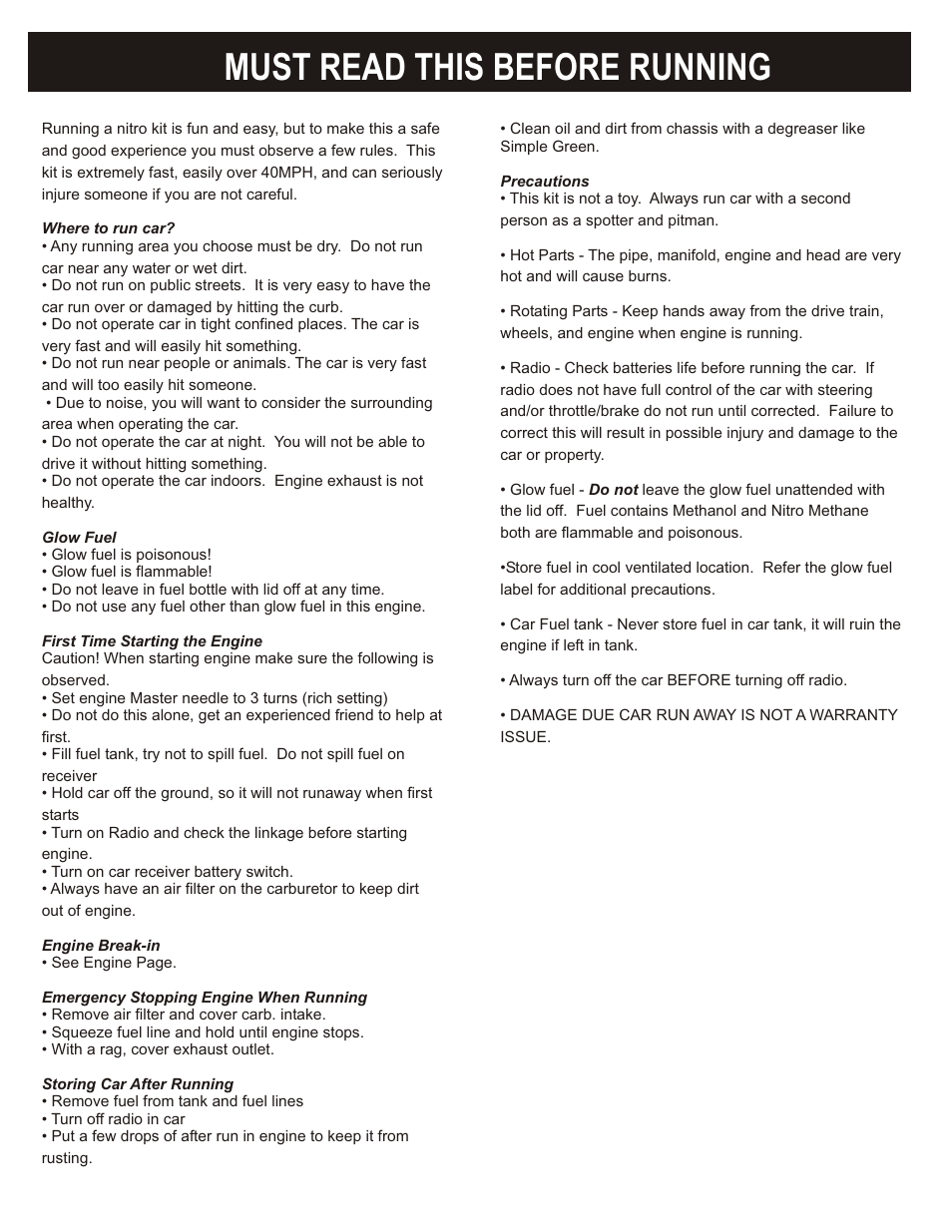 Must read this before running | OFNA Racing Ultra LX 1e User Manual | Page 3 / 27