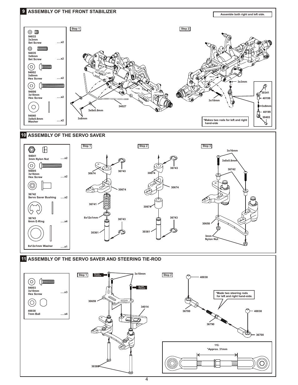 9assembly of the front stabilizer, 10 assembly of the servo saver | OFNA Racing Ultra LX 1e User Manual | Page 9 / 27
