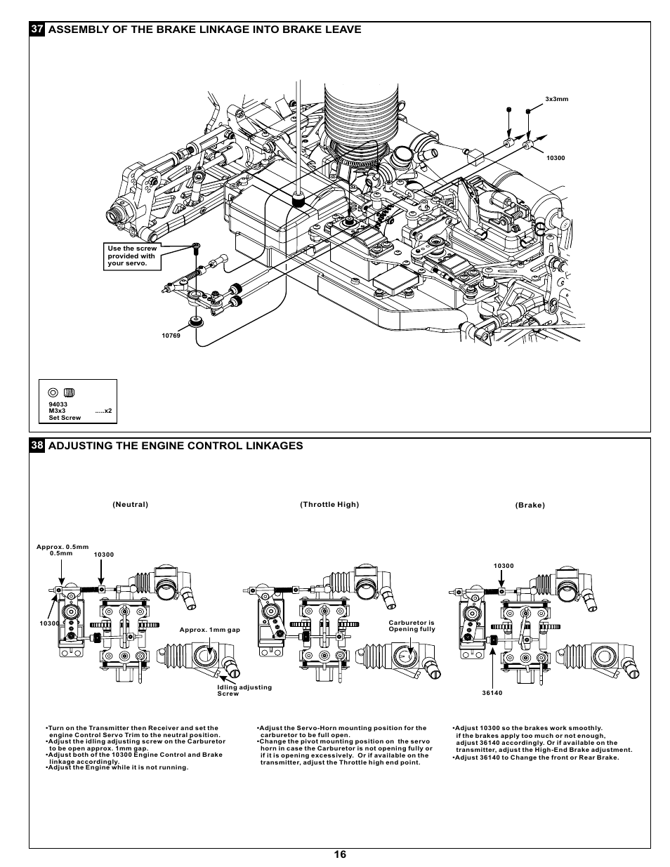 38 adjusting the engine control linkages | OFNA Racing Ultra LX 2 User Manual | Page 22 / 35