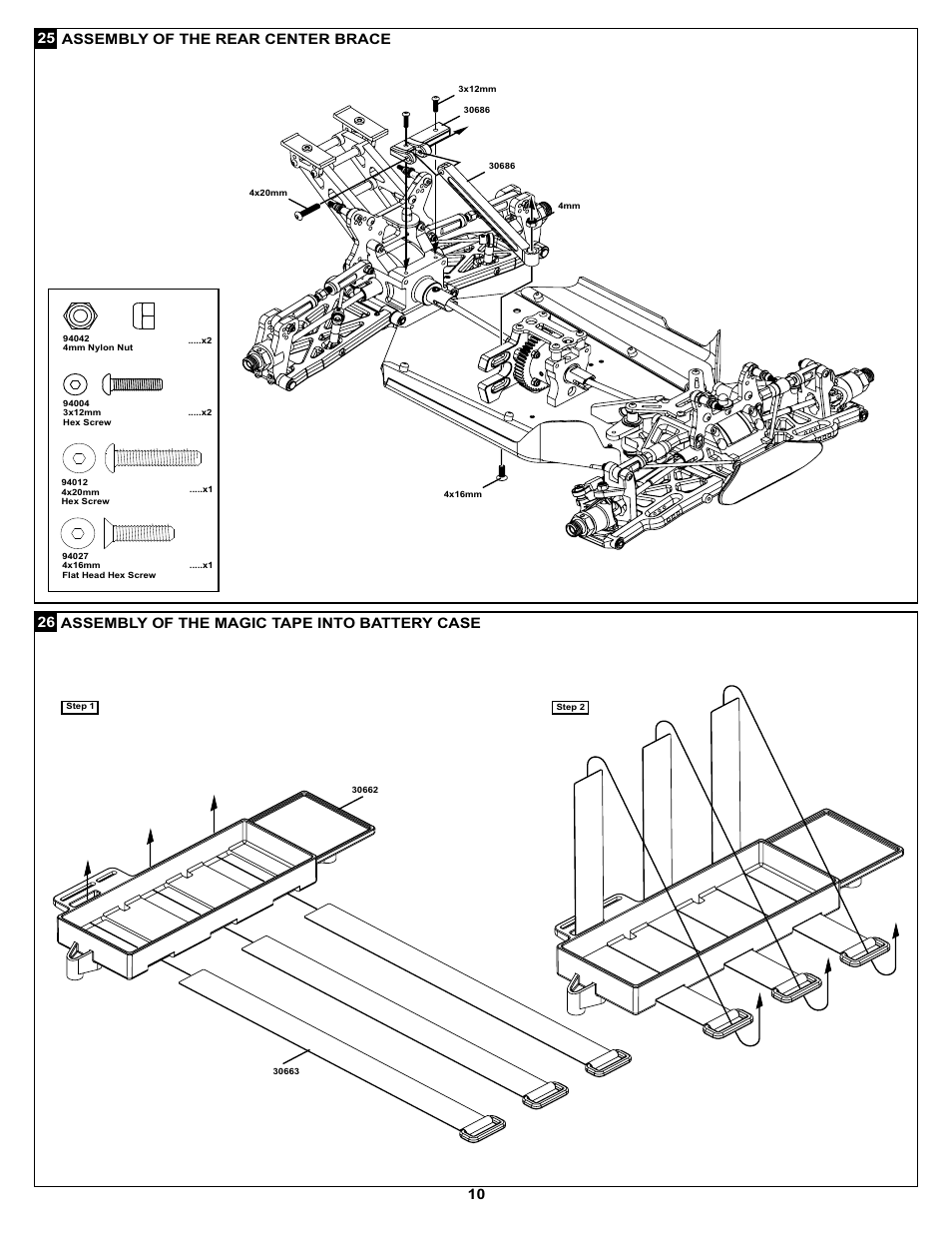 Assembl of the rear center brace y | OFNA Racing Ultra LX 2e 80% User Manual | Page 16 / 36