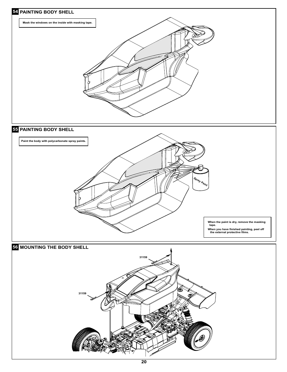 Painting body shell | OFNA Racing Ultra LX 2e 80% User Manual | Page 26 / 36