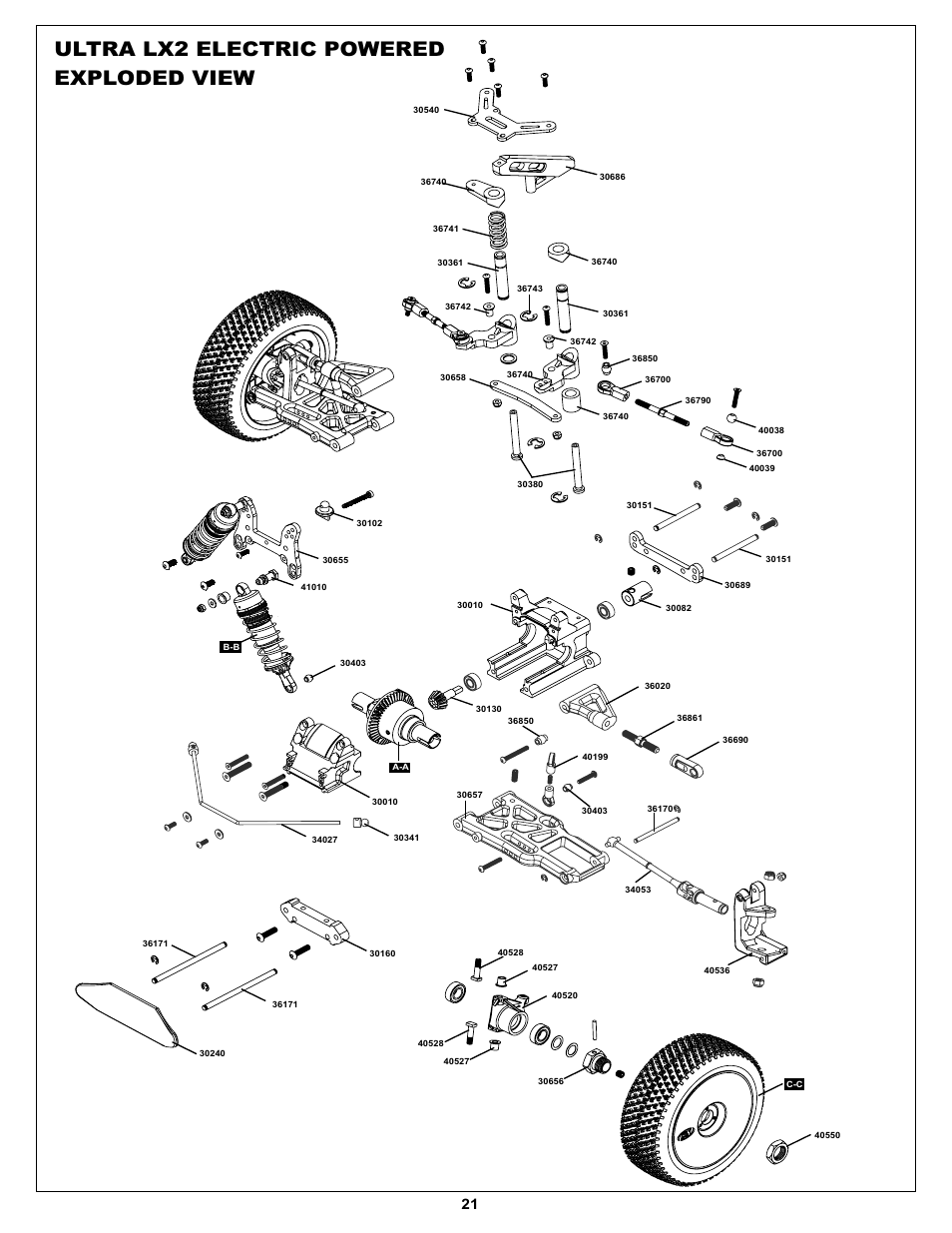 Ultra lx2 electric powered exploded view | OFNA Racing Ultra LX 2e 80% User Manual | Page 27 / 36