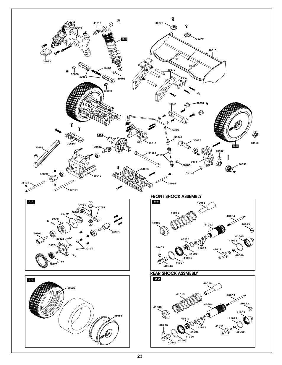 Front shock assembly rear shock assmebly | OFNA Racing Ultra LX 2e 80% User Manual | Page 29 / 36