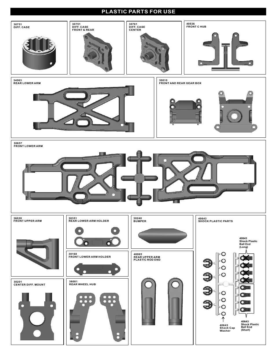 Plastic parts for use | OFNA Racing Ultra LX 2e RTR User Manual | Page 13 / 44