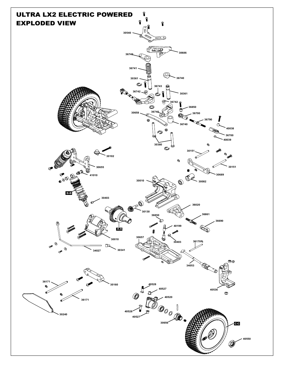 Ultra lx2 electric powered exploded view | OFNA Racing Ultra LX 2e RTR User Manual | Page 35 / 44