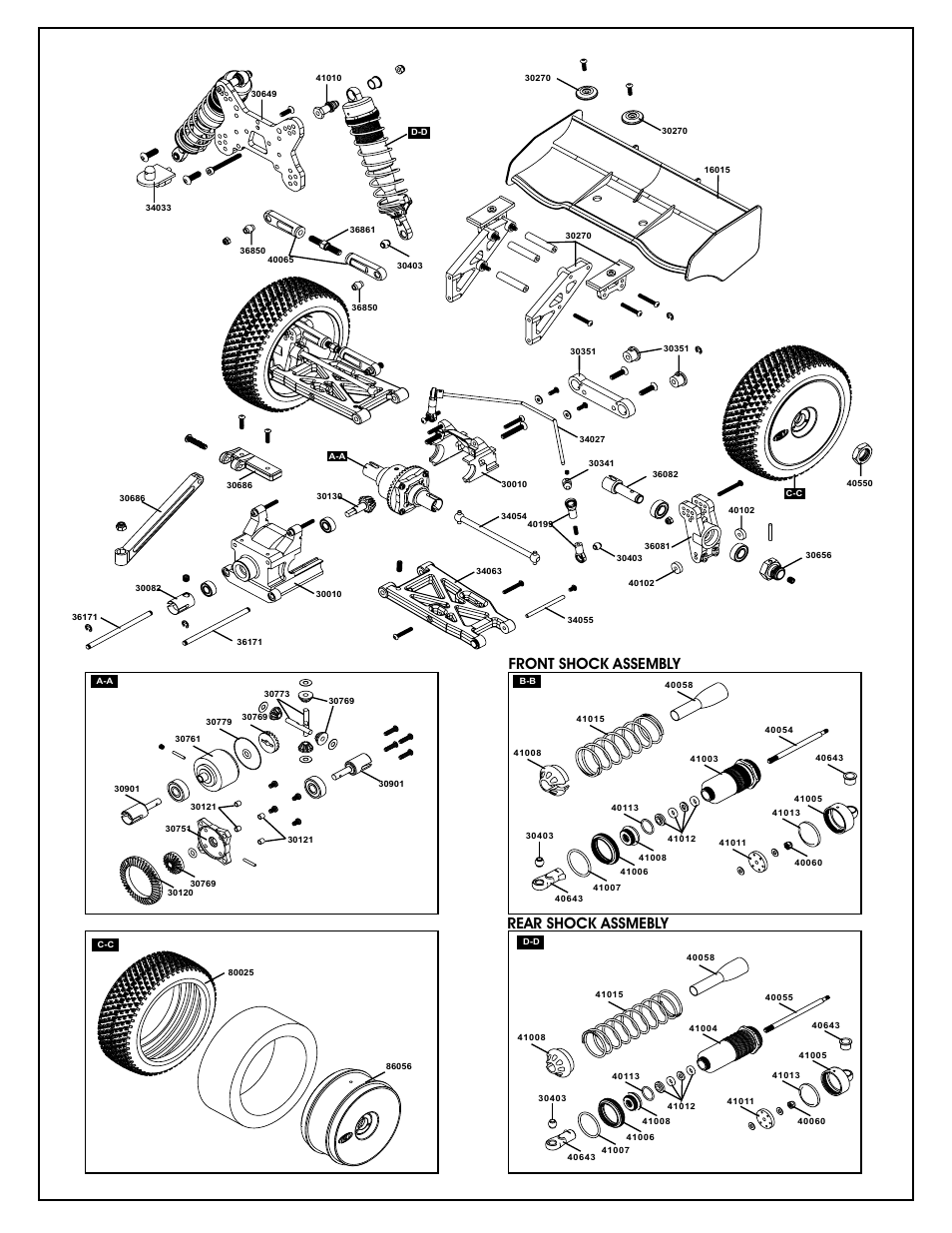 Front shock assembly rear shock assmebly | OFNA Racing Ultra LX 2e RTR User Manual | Page 37 / 44