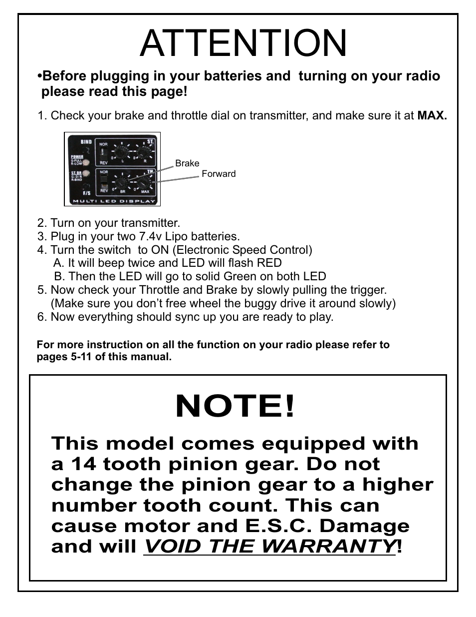 Attention | OFNA Racing Ultra LX 2e RTR User Manual | Page 4 / 44