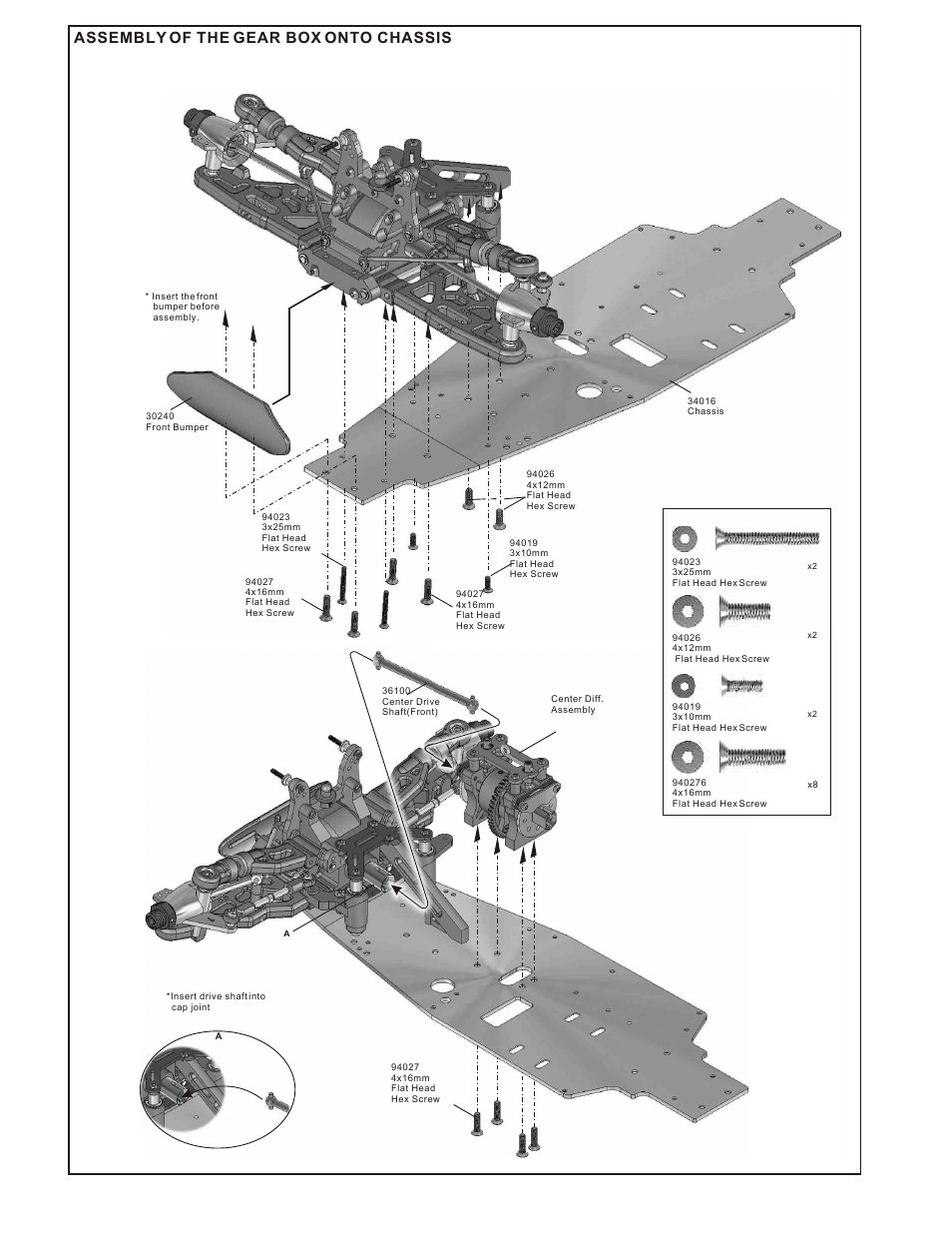 Assembly of the gear box onto chassis | OFNA Racing Ultra LX Comp User Manual | Page 17 / 46