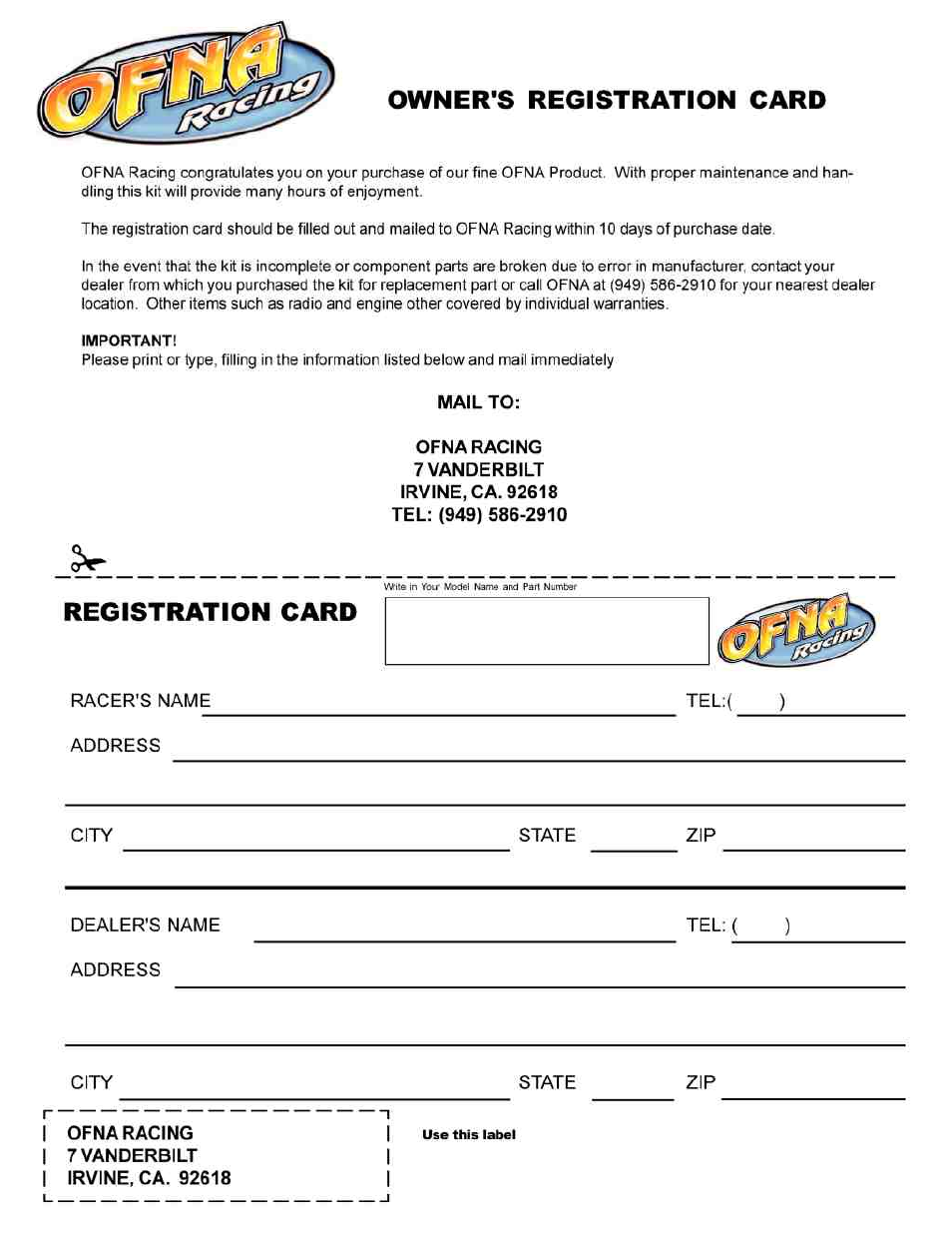 OFNA Racing Ultra LX Comp User Manual | Page 46 / 46