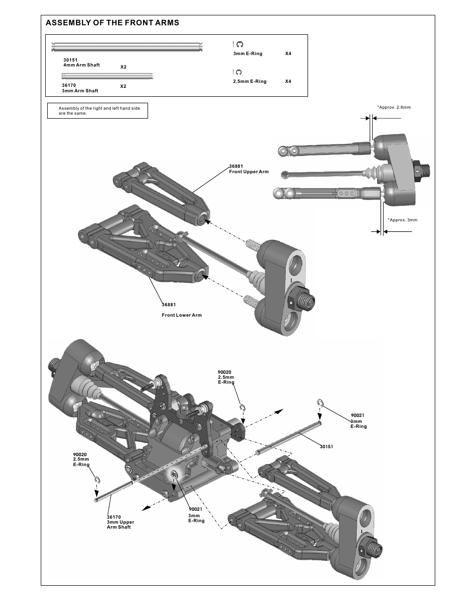 Assembly of the front arms | OFNA Racing Ultra MBX Comp User Manual | Page 11 / 40