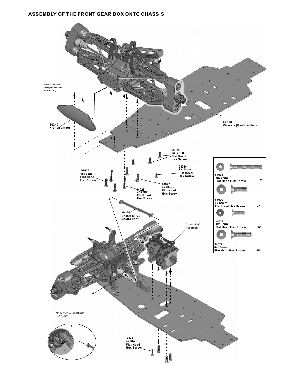 Assembly of the front gear box onto chassis | OFNA Racing Ultra MBX Comp User Manual | Page 17 / 40