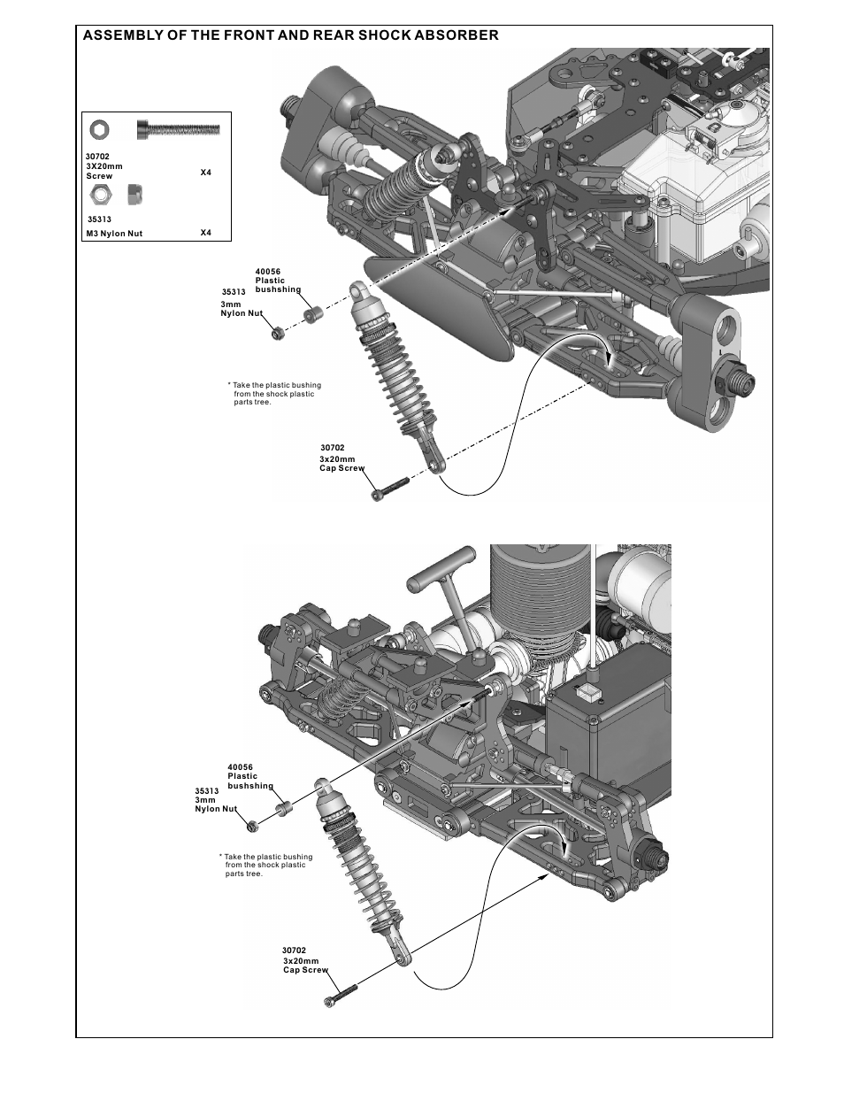 Assembly of the front and rear shock absorber | OFNA Racing Ultra MBX Comp User Manual | Page 25 / 40