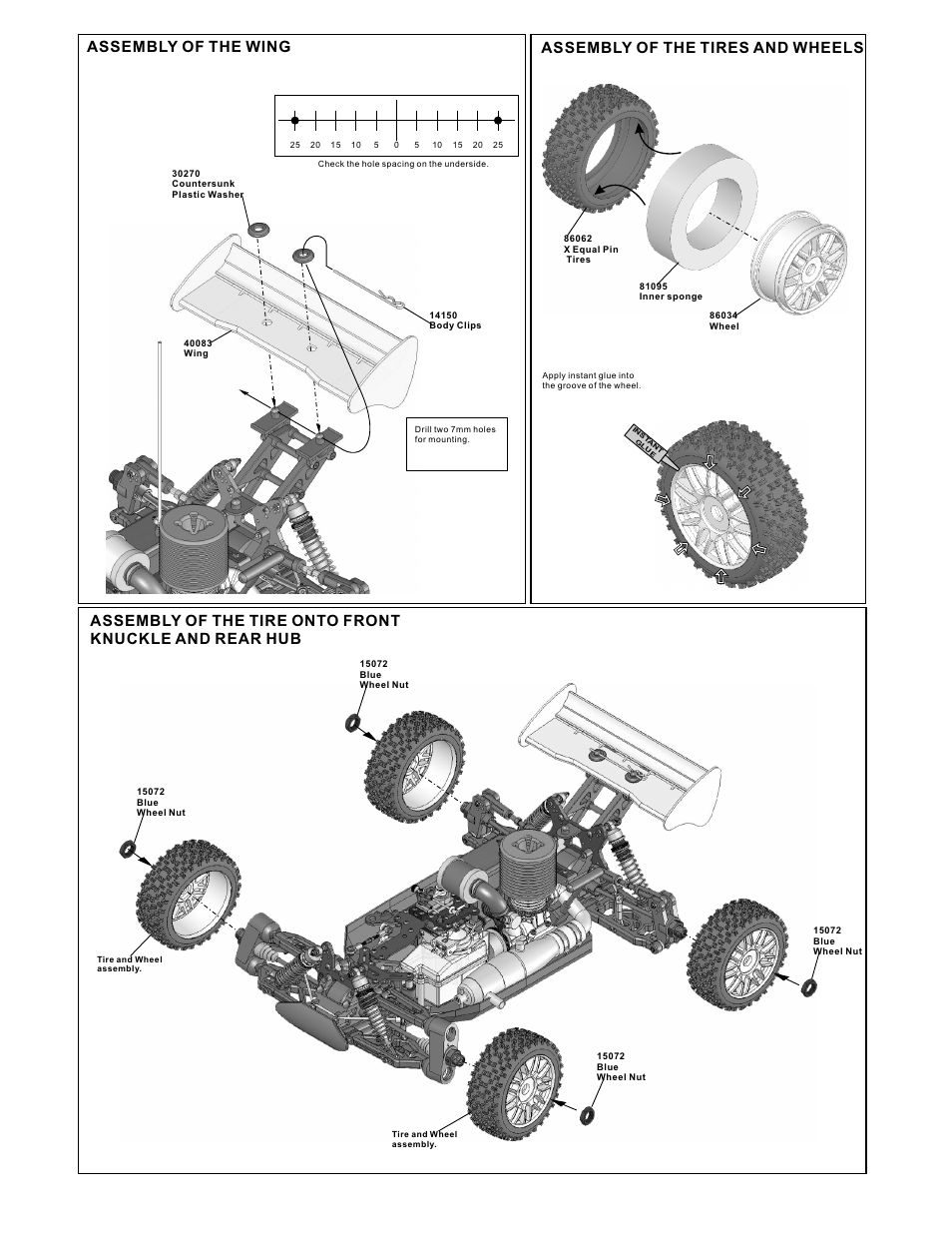 Assembly of the tires and wheels | OFNA Racing Ultra MBX Comp User Manual | Page 26 / 40