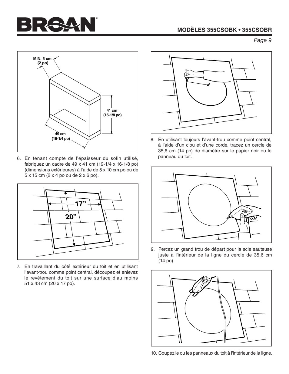 Broan ROOF-MOUNT CURB SOLAR POWERED ATTIC VENTILATOR 355CSOBK User Manual | Page 9 / 20
