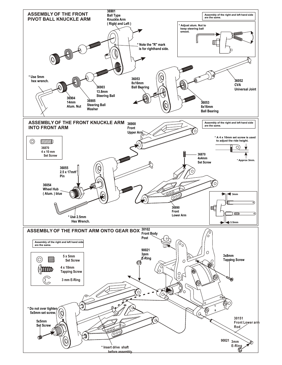Assembly of the front arm onto gear box | OFNA Racing Ultra MBX Pro User Manual | Page 12 / 33