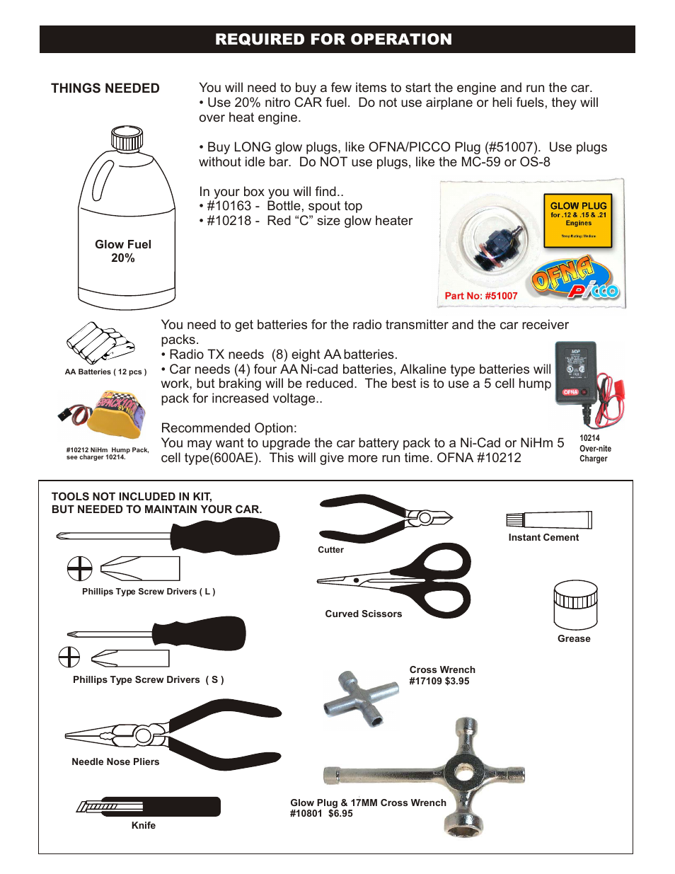 Required for operation, Things needed | OFNA Racing Ultra MBX Pro User Manual | Page 2 / 33