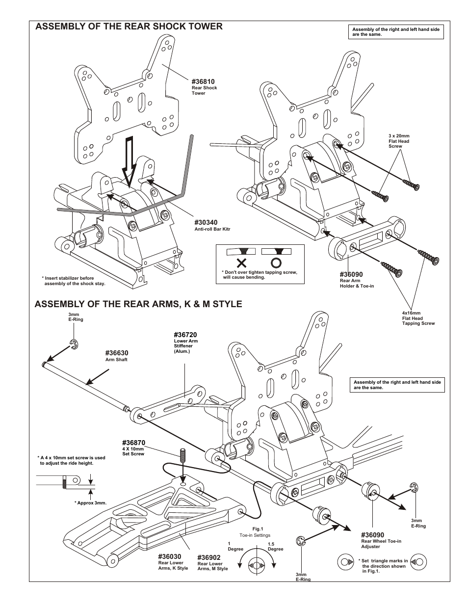 Assembly of the stabilizer rod, Assembly of the shocks onto the shock tower | OFNA Racing Worlds II User Manual | Page 15 / 35