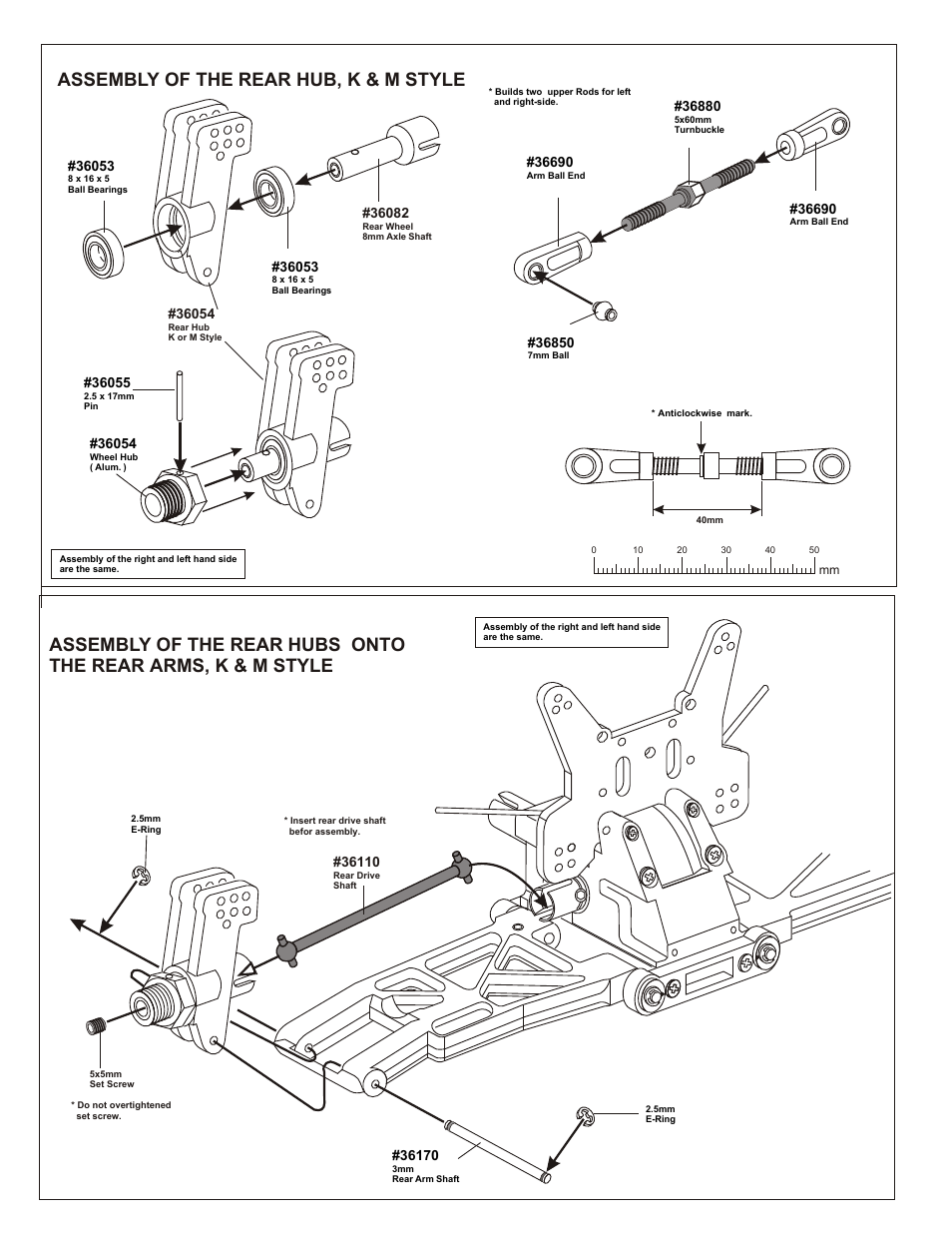 Assembly of the rear hub, k & m style | OFNA Racing Worlds II User Manual | Page 16 / 35