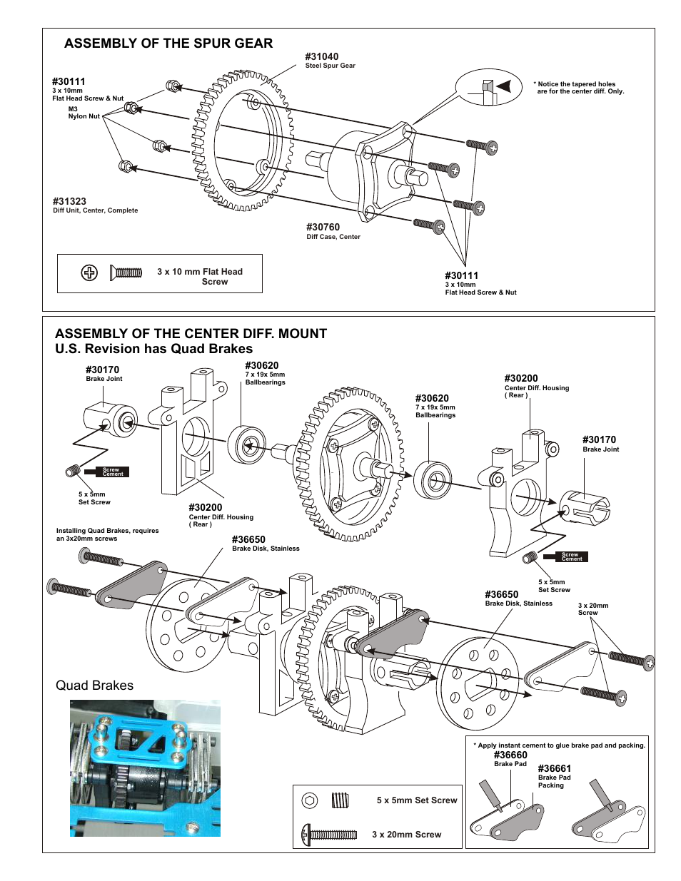 Quad brakes, Assemble two gear boxes for front and rear. ) | OFNA Racing Worlds II User Manual | Page 6 / 35