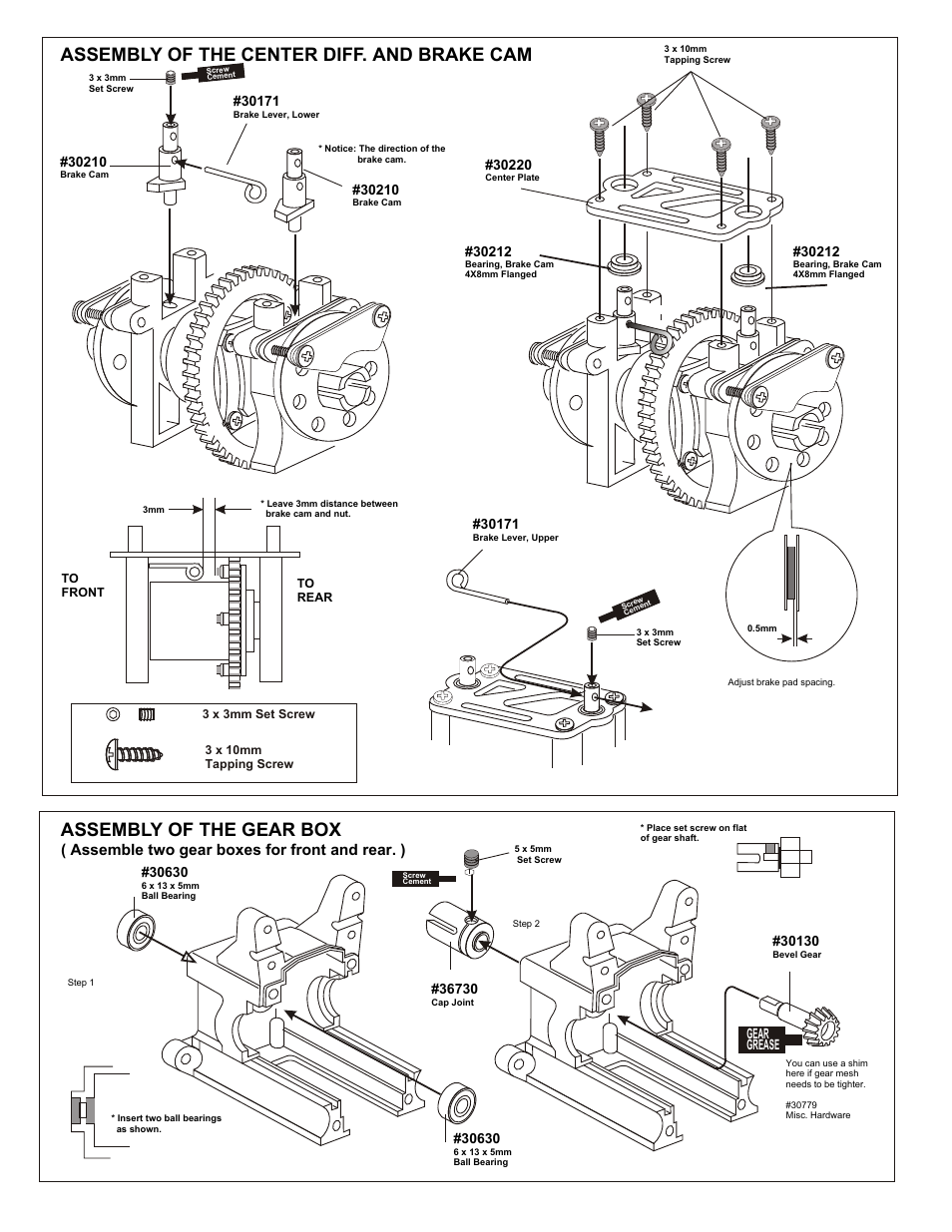 Quad brakes, Assemble two gear boxes for front and rear. ) | OFNA Racing Worlds II User Manual | Page 7 / 35